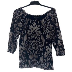INC International Concepts Women's Size XL Black, Gray, Beige Lined Sheer Blouse